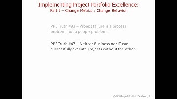 Implementing Project Portfolio Excellence: Part 1 - Change Metrics / Change Behavior