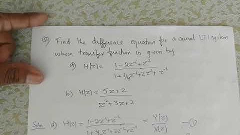 Lec 18 Problem on finding the difference equation from a given transfer function