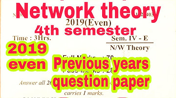 Network Theory 4th semester 2019 even, electrical engineering mcq previous years question important