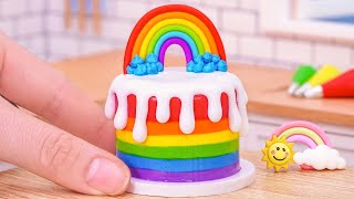 🌈Rainbow Chocolate Cake - Colorful Miniature Rainbow Fruits Chocolate Cake Tutorials | Mini Bakery