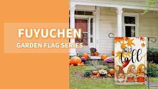 FUYUCHEN Fall Garden Flag Gnomes Yard Flag Autumn Pumpkins Burlap Flags
