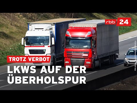 Polizei kontrolliert Lkws auf Überholspur