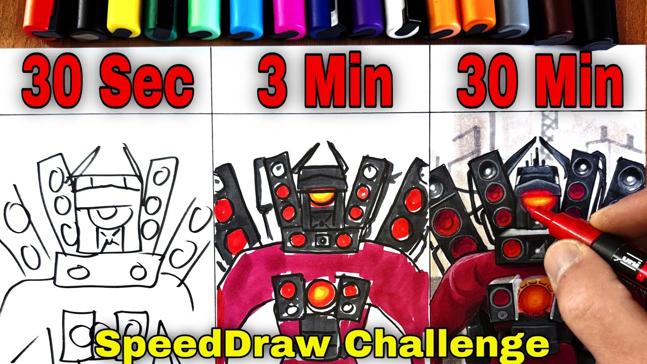Drawing Speakerman in 30 sec, 3 min, and 30 min | Skibidi Toilet | CunsArt - Dibujo