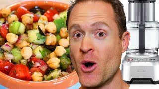 Healthy Vegan Recipes  Oil Free Veggie Chickpea Salad  Breville Sous Chef 16 Peel & Dice