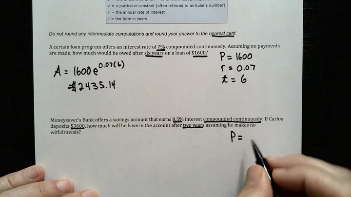 Finding the Final Amount in a Word Problem on Continuous Compound Interest