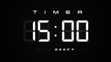 15 Minute Digital Countdown Timer with Simple Beeps ⚪️