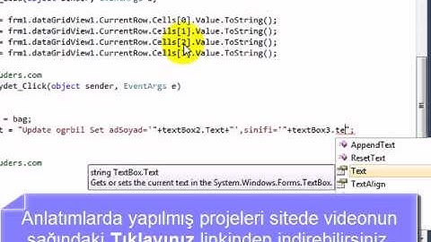 MySQL Veri Tabanındaki Kayıtları Güncelle Bölüm 2 Ders 128 -- www.csharpvideoluders.com --