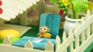 Lonely Monkey &amp; Ice Cream Stick House Easy/ DIY Crafts