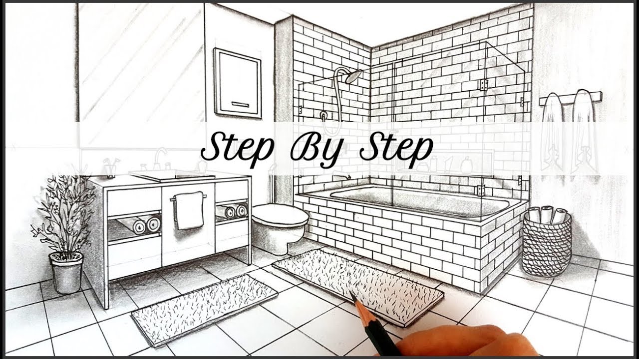 How To Draw A Bathroom In Two Point Perspective Step By Step