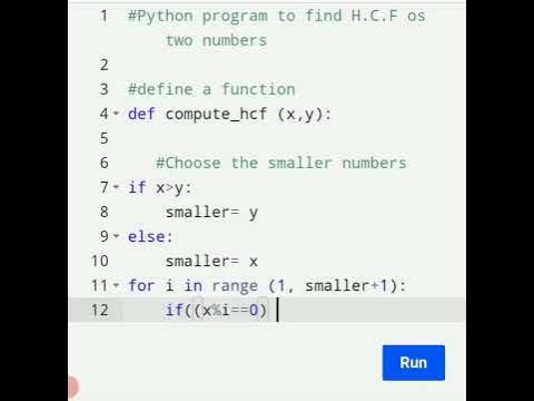Simple code to find HCF of two Numbers using Python ⚡ #education # ...