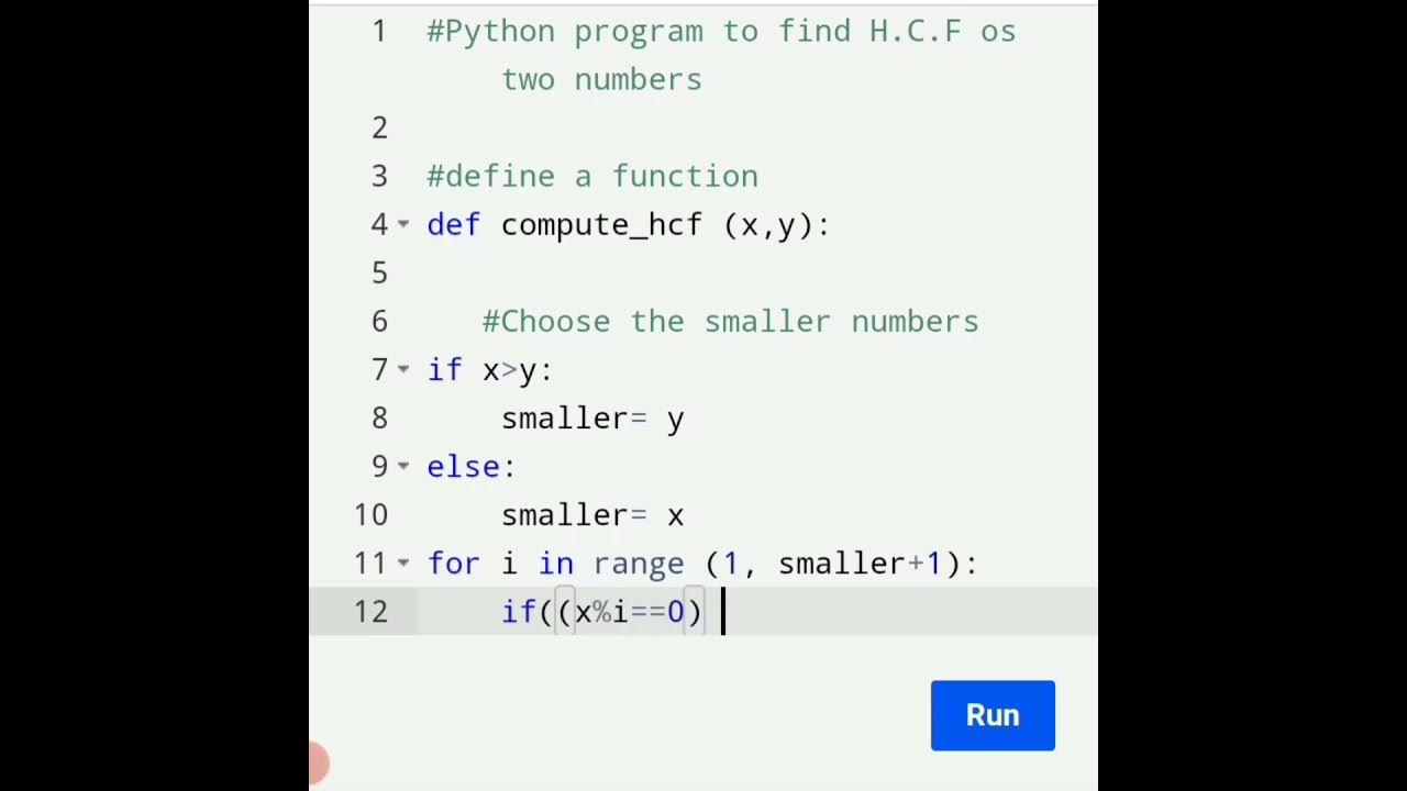 Simple code to find HCF of two Numbers using Python ⚡ #education # ...