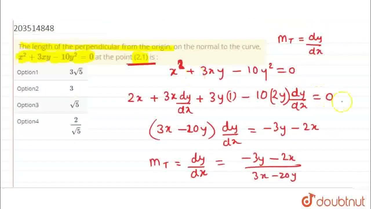 the-length-of-the-perpendicular-from-the-origin-on-the-normal-to-the