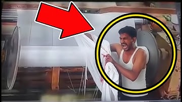 He stand too close to Rotating Machine... Then THIS Happened!