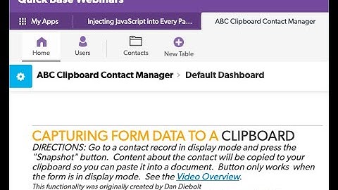 Copy a QuickBase record to a clipboard