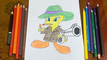 How to draw tweety bird | gangster tweety bird drawing | tweety drawing easy