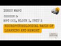 MPC-001 Unit 3 (IGNOU MAPC Psychology Course): Neuropsychological Basis of Learning & Memory