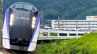 「E353系」特急あずさ33号車体を傾け岡谷カーブを高速で通過！#岡谷カーブ