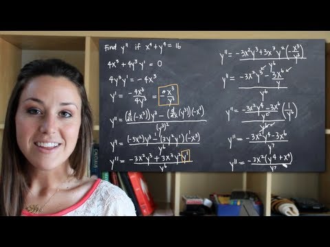 Use implicit differentiation to find the second derivative of y (y'') (KristaKingMath)