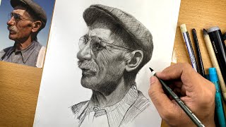 Learn to Draw Old Man Portrait in Soft Pencil