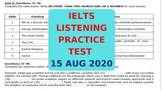IELTS LISTENING PRACTICE TEST 15 AUG 2020