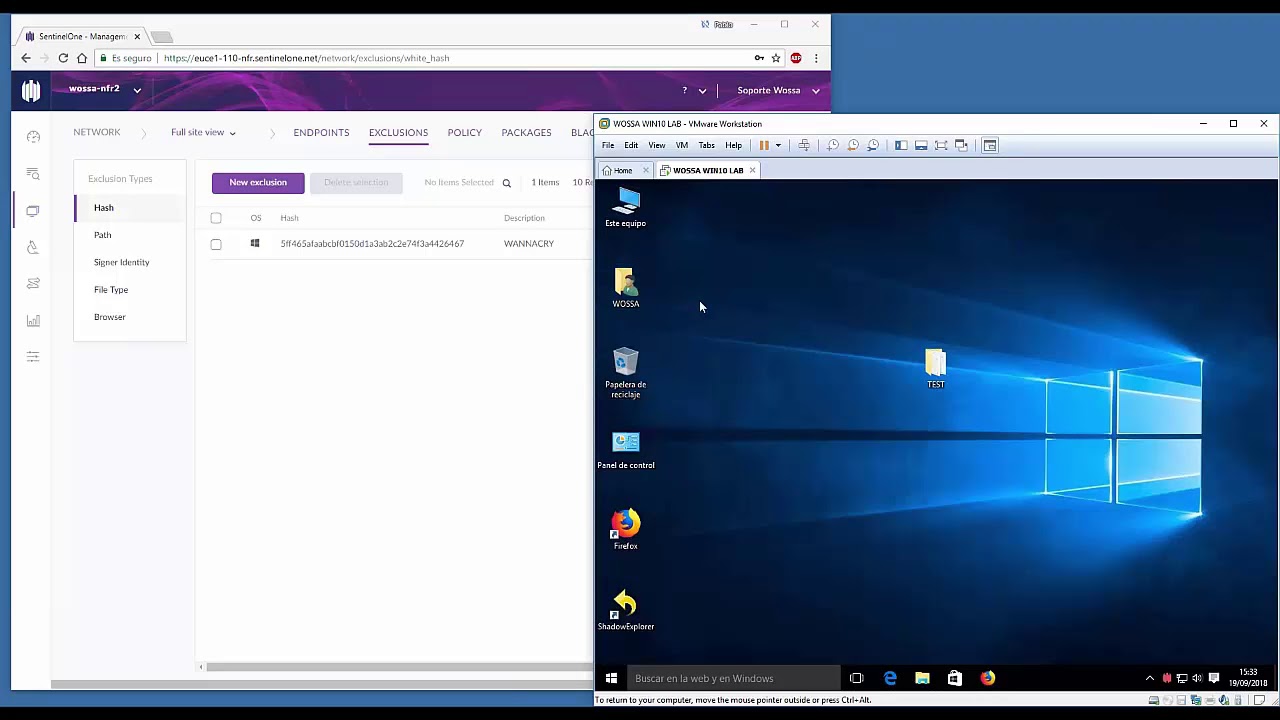 SentinelOne - Exclusiones