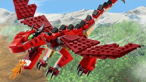 Part 3: LEGO Red Creatures 31032 Dragon! Stop Motion Speed Build Review!
