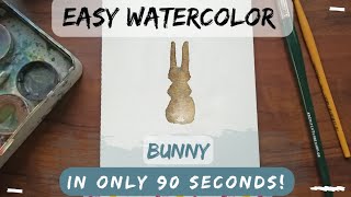 How to paint a Bunny super easy Watercolor Easter Rabbit Tutorial Beginner how to draw