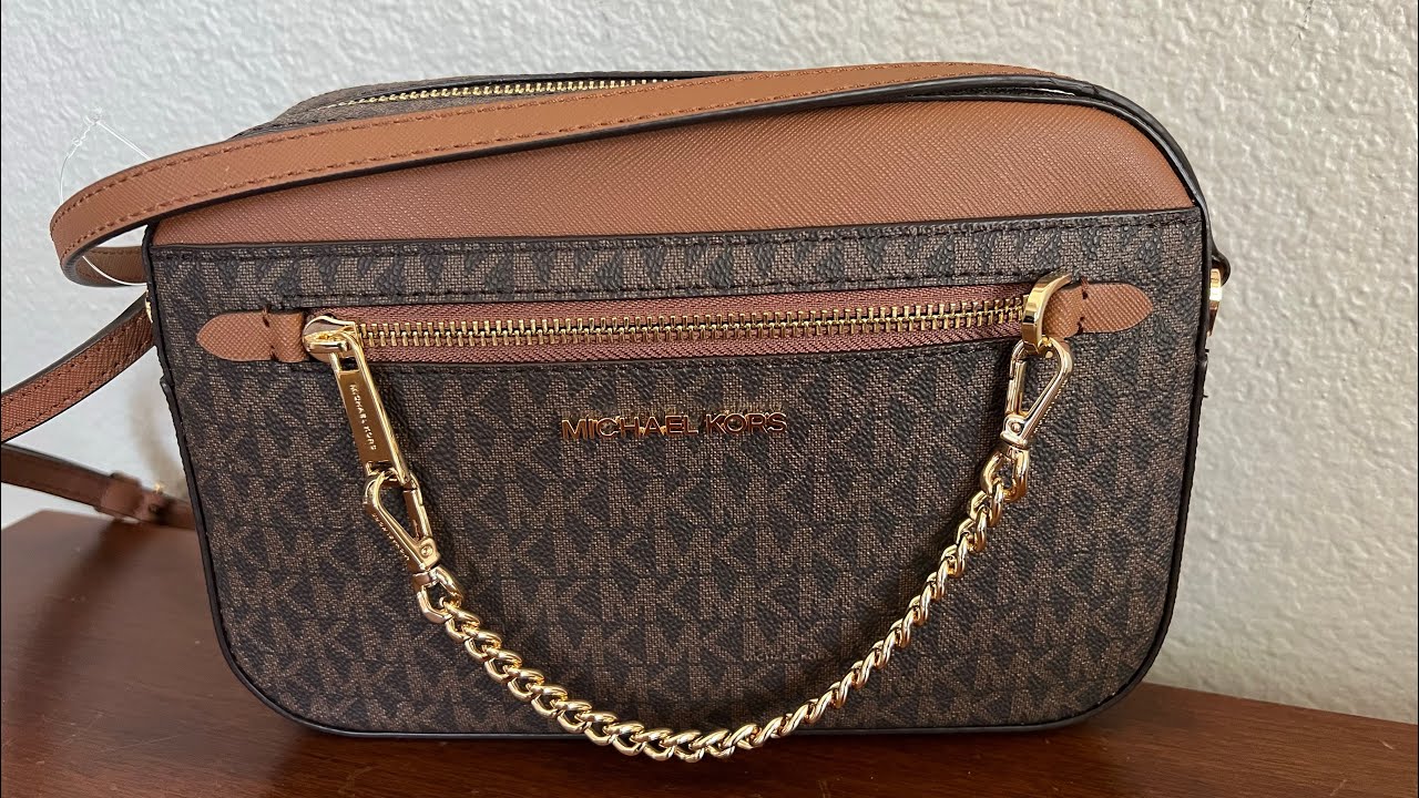 Michael Kors Jet Set Travel Item Girls LG Zip Chain Crossbody Bag Multi  Brown