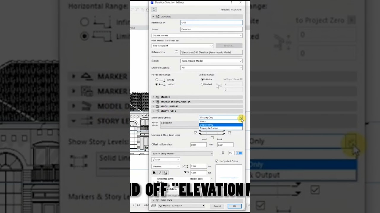 Turn "on" and "off" Elevation markers in ArchiCAD.