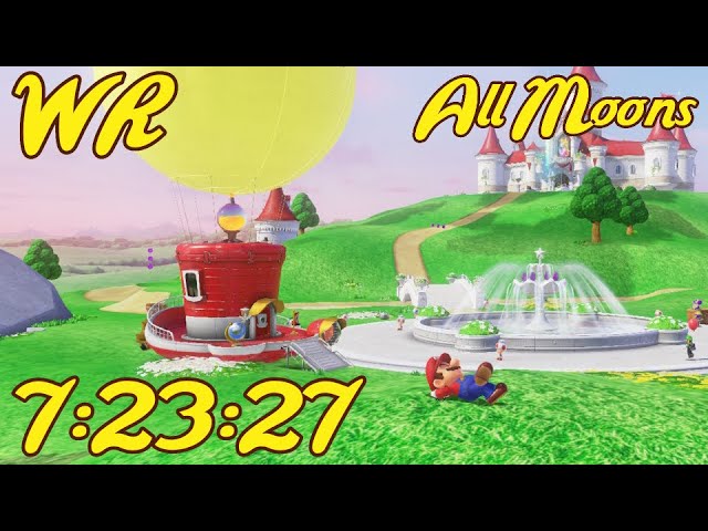 Super Mario Odyssey speedrun world record - All Unique Moons in 8