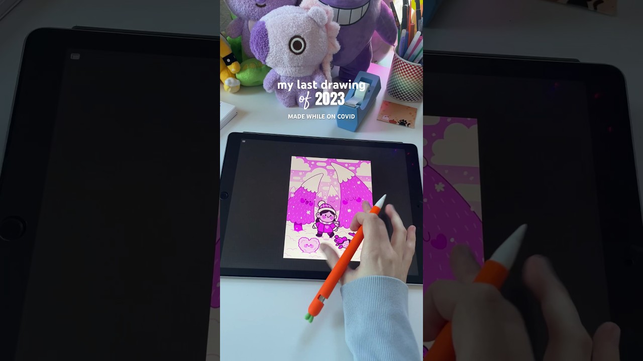 my last drawing of 2023 🩷 feat. covid 🥲 - YouTube