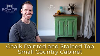 Chalk Painted and Stained Top Small Country Cabinet