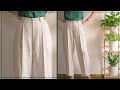 DIY High Waisted Pleated Baggy Pants | Linen Baggy Trousers