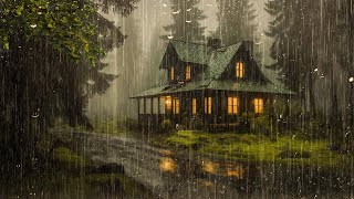 Sleep FASTEST with Softened Heavy Rain - Rain on The Roof in the Foggy Forest - End Insomnia, ASMR