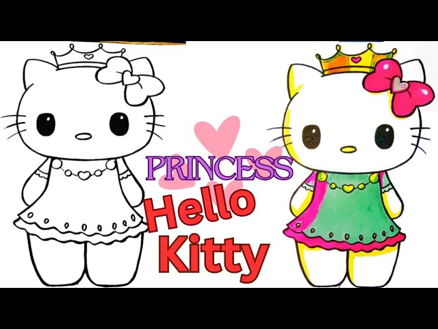 How to Draw Princess Hello Kitty 👑 