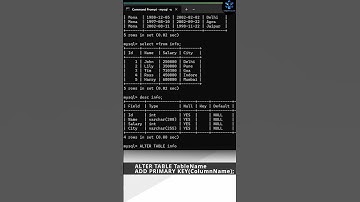 How to ADD PRIMARY KEY in EXISTING TABLE? | Primary Key Constraint #mysql #primarykey #viralshort