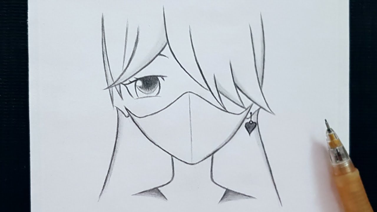 Easy anime drawing  how to draw anime boy wearing a mask easy step-by-step  