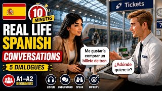 🇪🇸 10 Minutes of Useful Spanish Conversations for Beginners | Speak Spanish Fast (A1-A2)