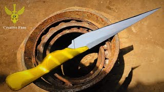 Making Knife - Turning a Rusty BEARING into a Shiny Razor Sharp KNIFE