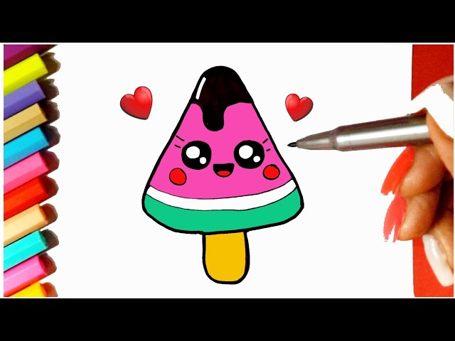 PICOLÉ KAWAII 💜 Como desenhar Picolé fofo Kawaii ❤ Desenhos Kawaii -  Desenhos para Desenhar 