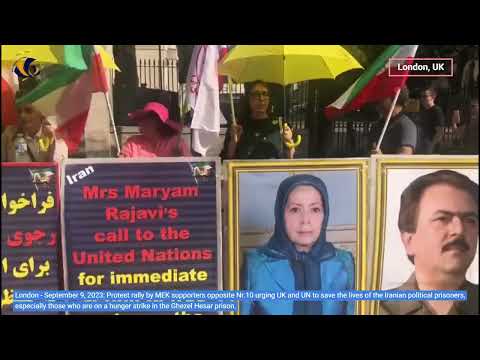 London - September 9, 2023: MEK supporters rally, urging UK & UN to save Iran's political prisoners