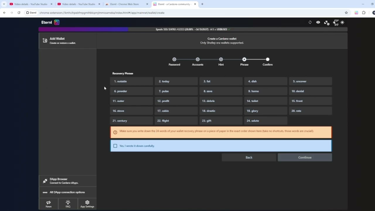 Basic Tutorial Creating Wallet in Cardano