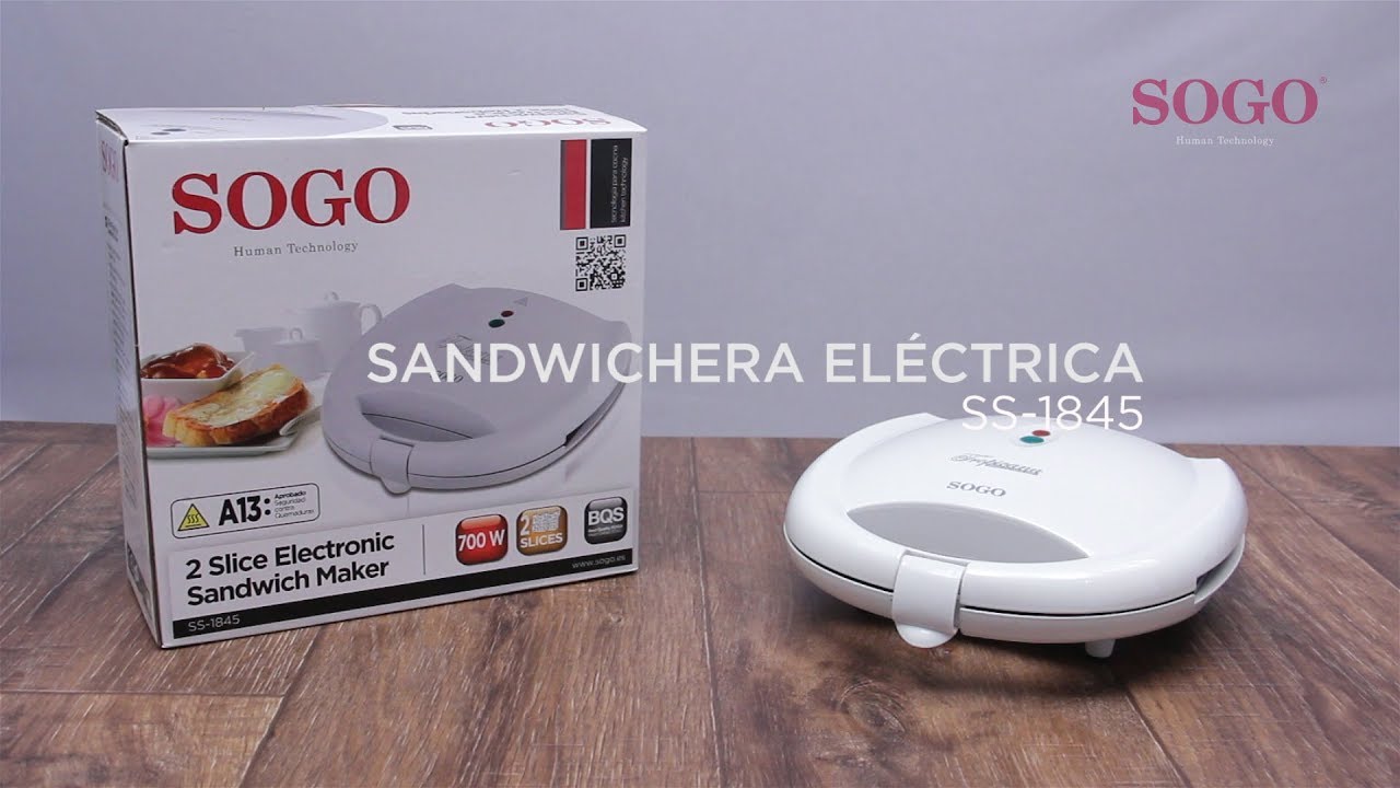 SOGO SS-1845 - Sandwichera eléctrica para 2 rebenadas | 2 Slice Electronic Sandwich Maker 700W