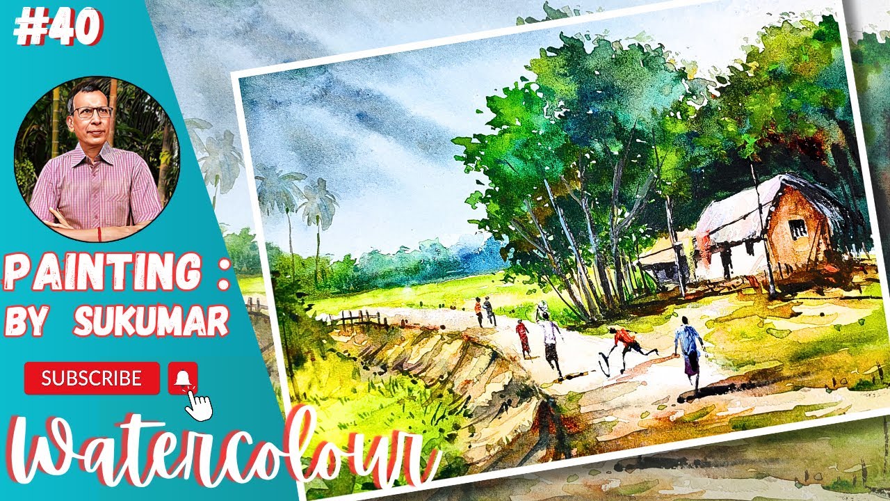 How to Draw Watercolor Landscape Painting | Scenery Drawing | Watercolor Tutorial - 40 | Art