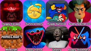 Huggy Escape Playtime,Survival Story Round 6,Huggy Survival Horror Playtime,Scary Teacher,Minecraft