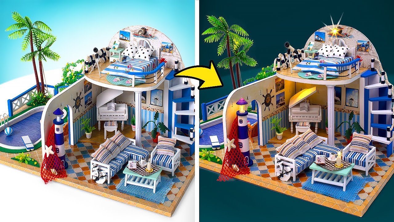 ⁣Самодельный миниатюрный пляжный домик