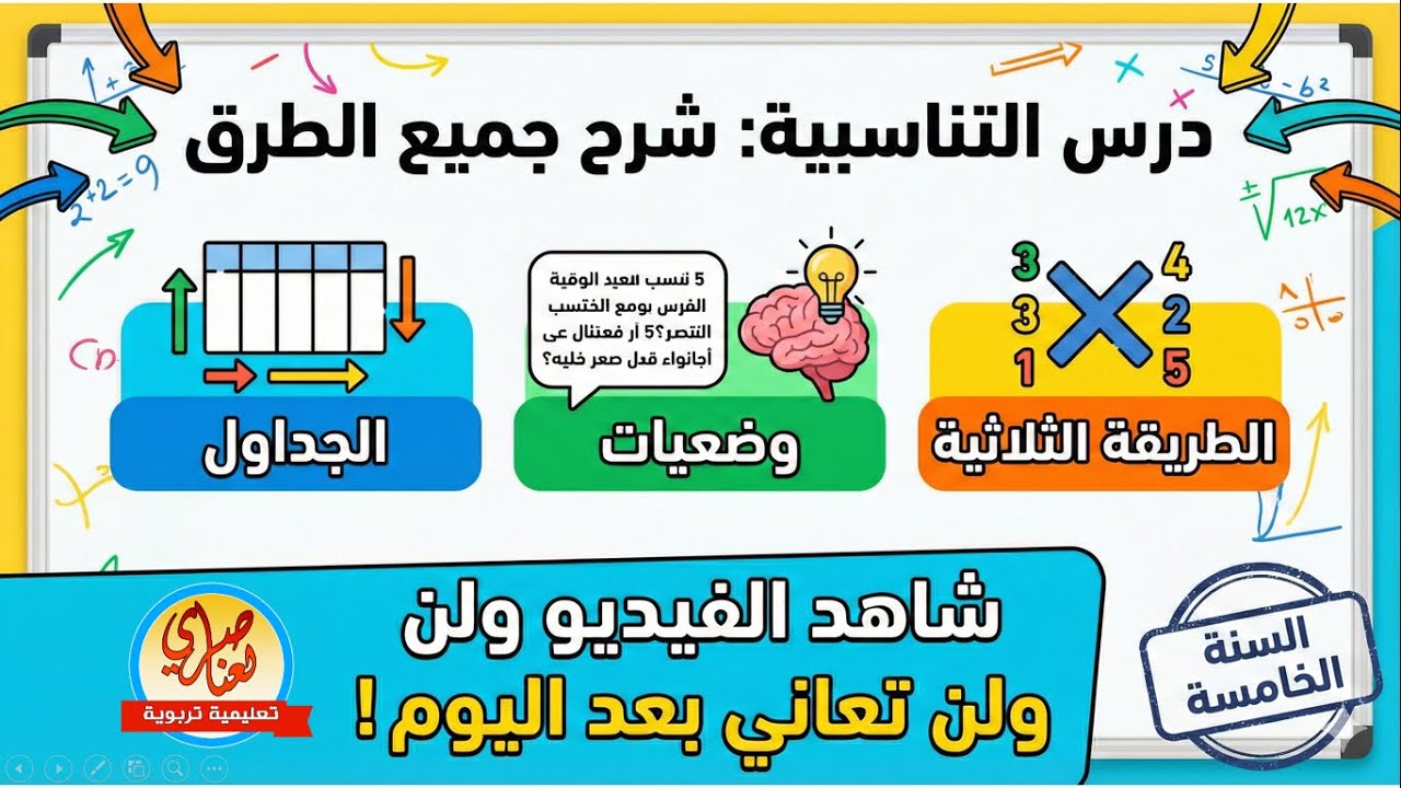 التناسبية شرح بالتفصيل الجداول الطريقة الثلاثية للسنة الخامسة ابتدائي