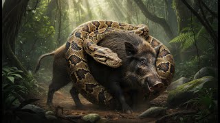 Pig Wrapped By A Giant Python Rescue Team Saves It