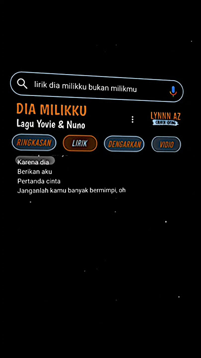 DIA MILIKKU || YOVIE & NUNO || VIRAL TIKTOK || LYRIC GOOGLE