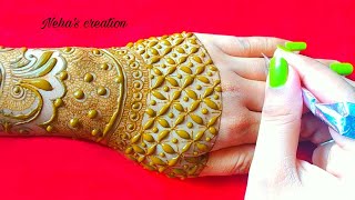 Back full hand mehandi design (मेहंदी डिजाइन) l bridal henna design l back hand wedding henna design